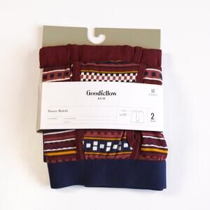 Goodfellow & Co Boxer Briefs Mens Cotton Underwear Medium x2 NEW Red Blue Yellow